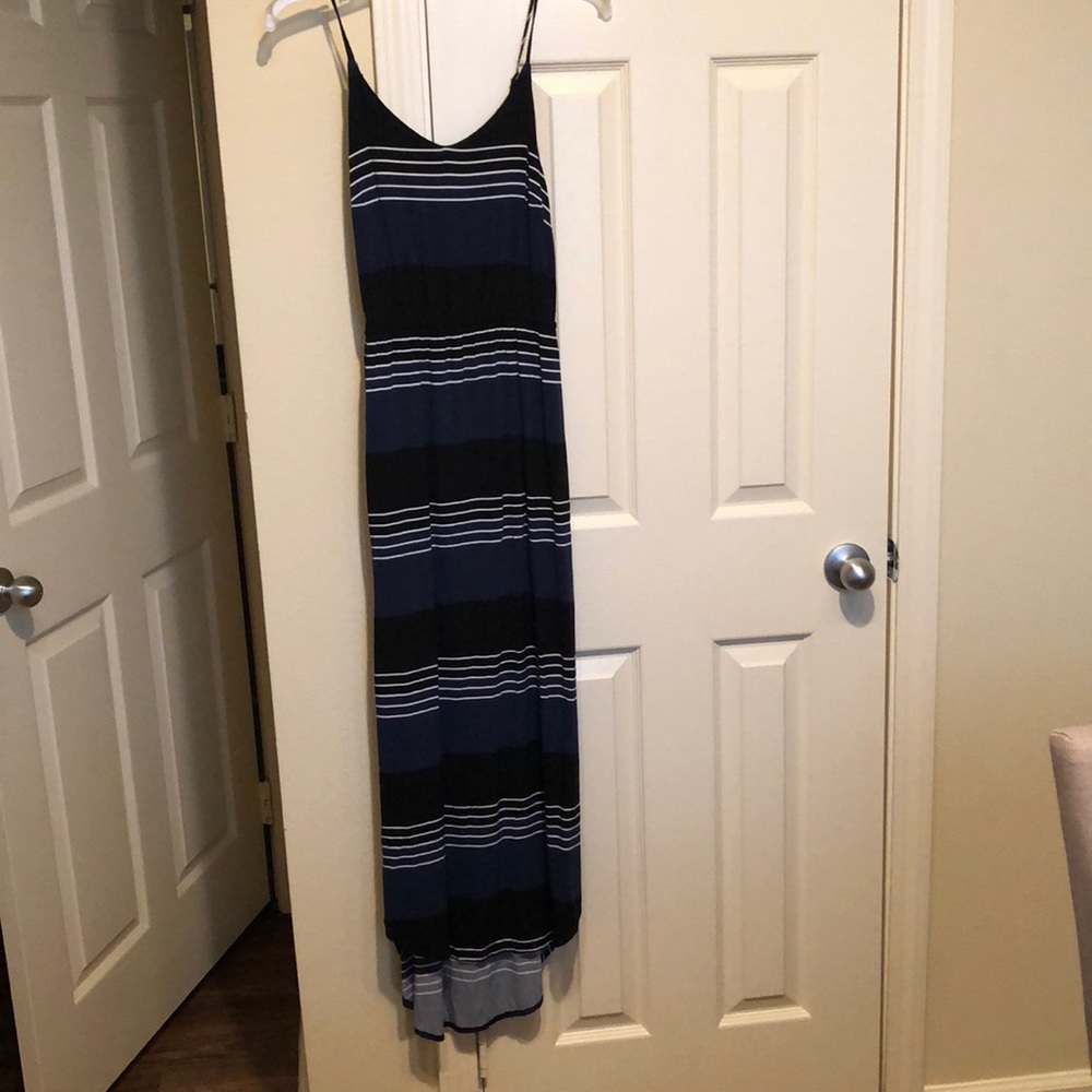 Navy and White Stripe High Low Maxi